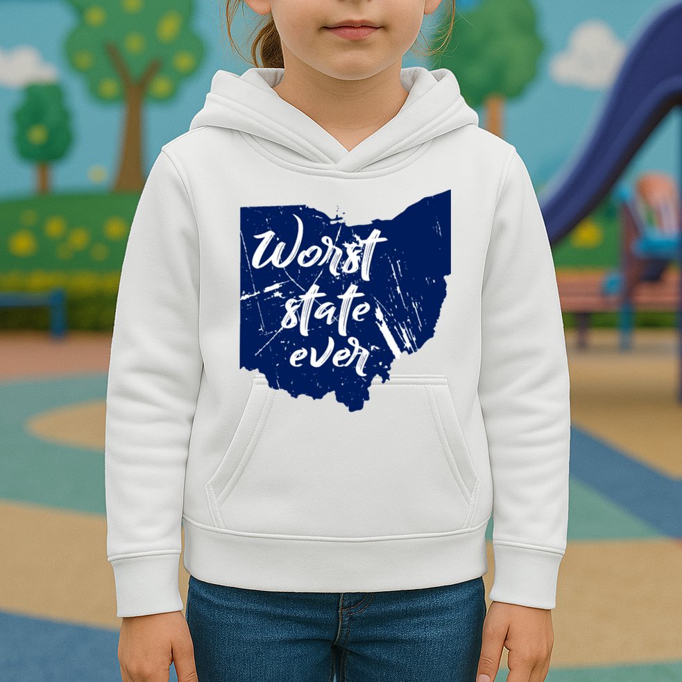 Ohio Worst State Ever Distressed Kids Hoodie