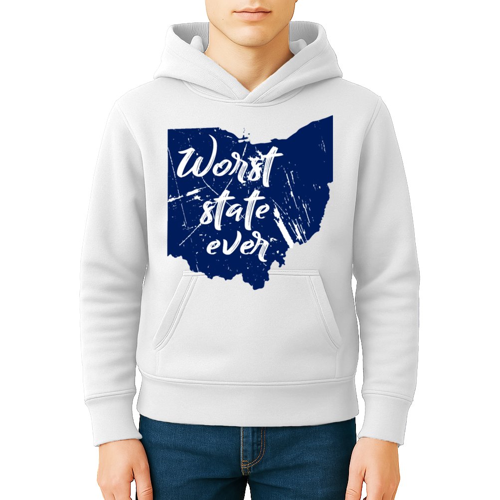 Ohio Worst State Ever Distressed Kids Hoodie