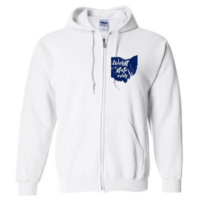 Ohio Worst State Ever Distressed Full Zip Hoodie