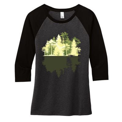 Outdoors Wildlife Trees Nature Reflection Forest Women's Tri-Blend 3/4-Sleeve Raglan Shirt