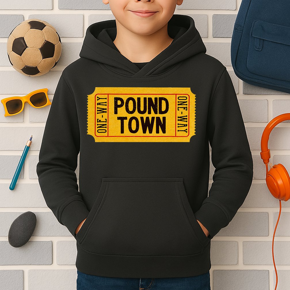 One Way Ticket To Poundtown One Way Ticket To Pound Town Kids Hoodie