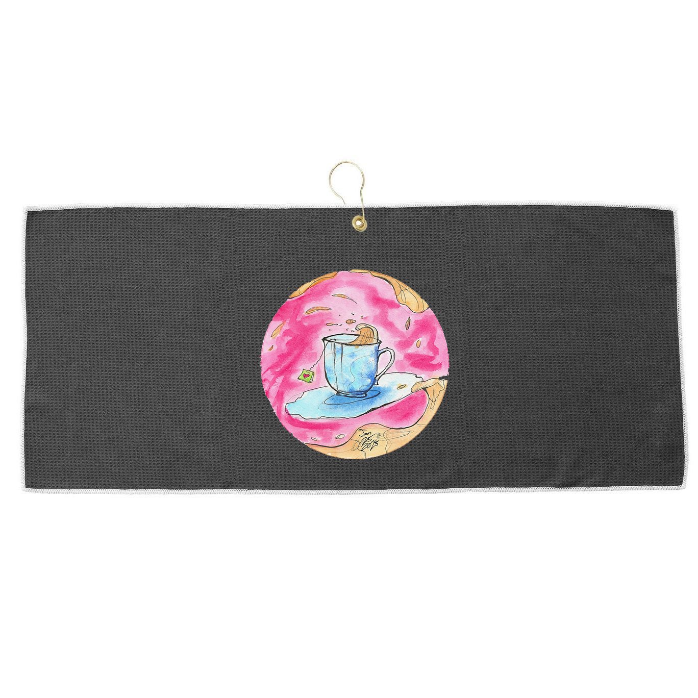 Oolong Whimsical Tea Design Large Microfiber Waffle Golf Towel