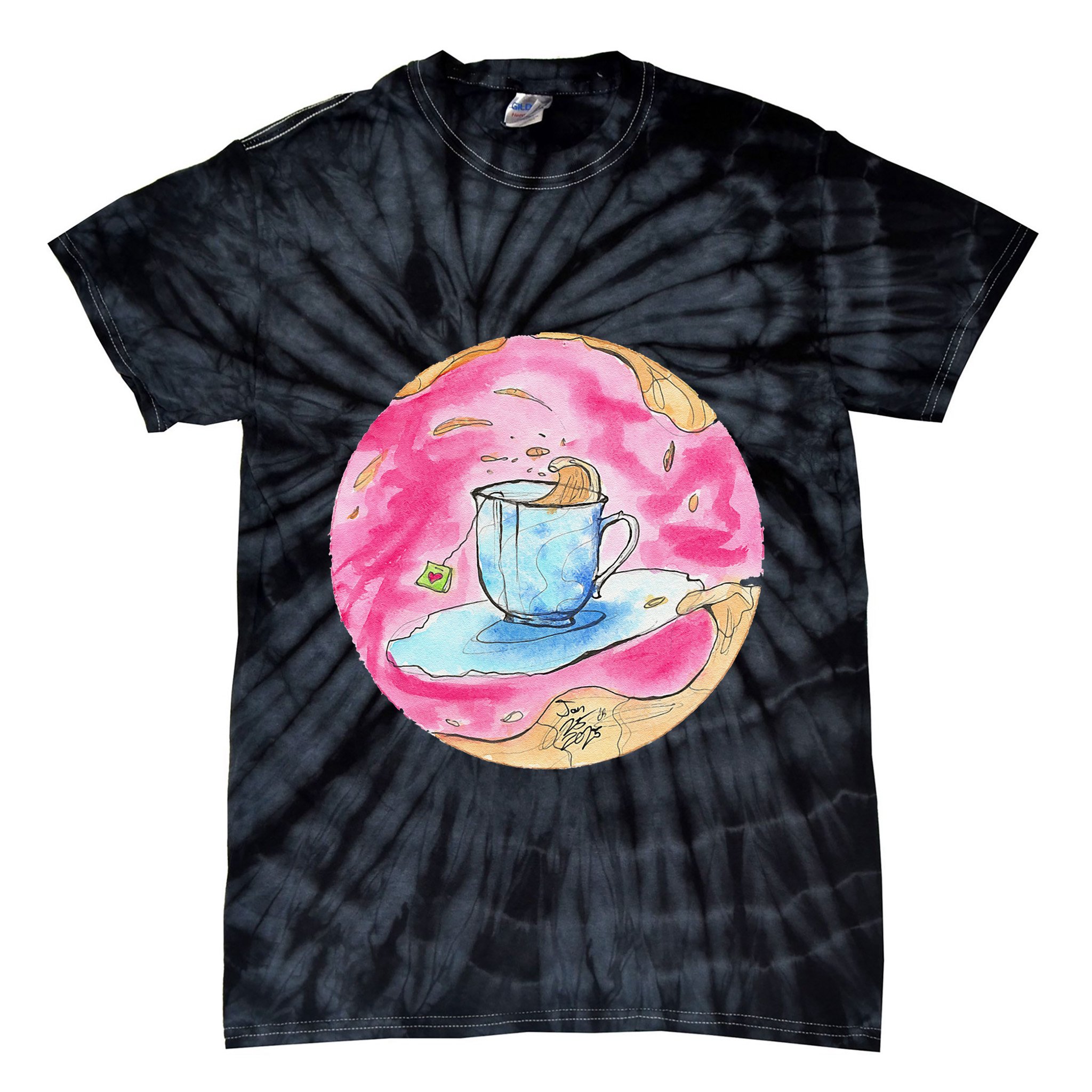 Oolong Whimsical Tea Design Tie-Dye T-Shirt