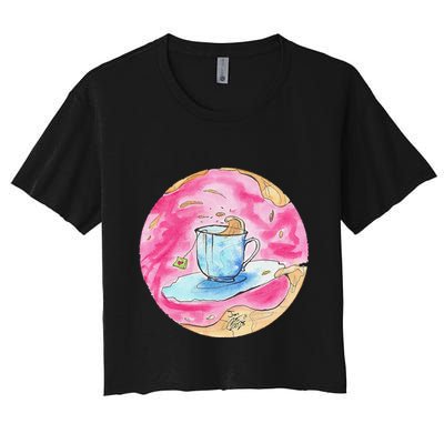 Oolong Whimsical Tea Design Crop Top