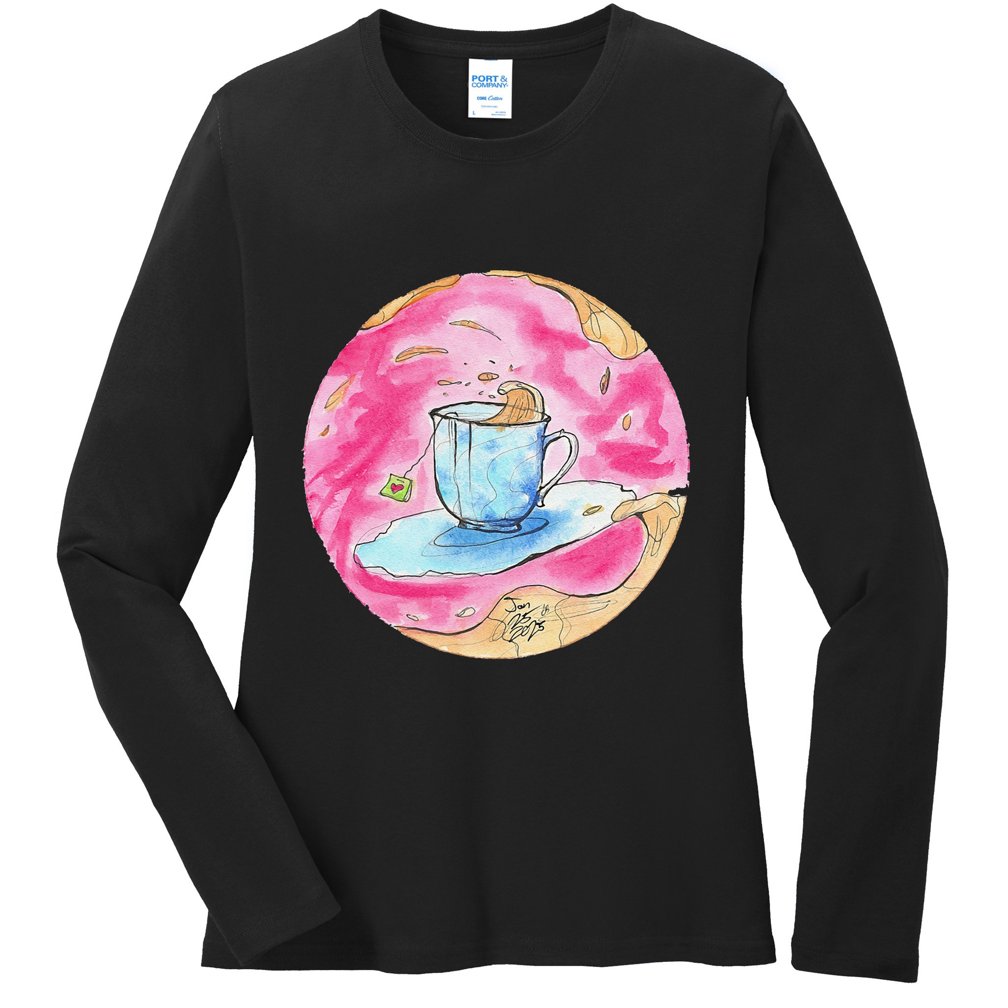 Oolong Whimsical Tea Design Ladies Long Sleeve Shirt
