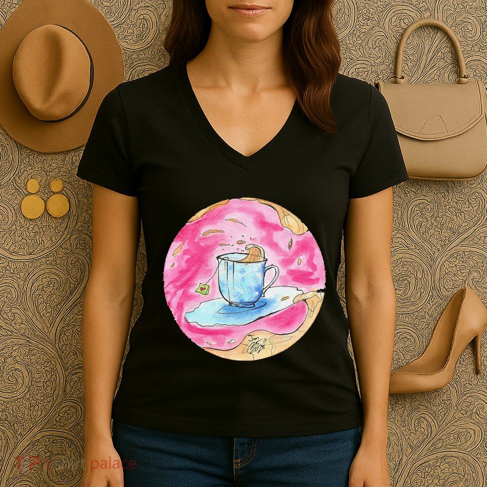 Oolong Whimsical Tea Design Women's V-Neck T-Shirt