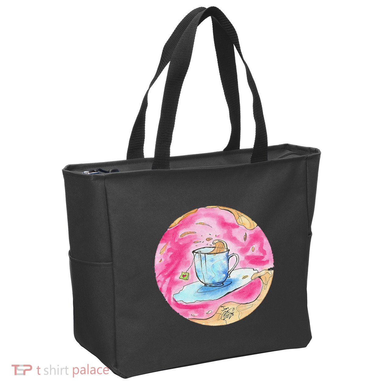 Oolong Whimsical Tea Design Zip Tote Bag
