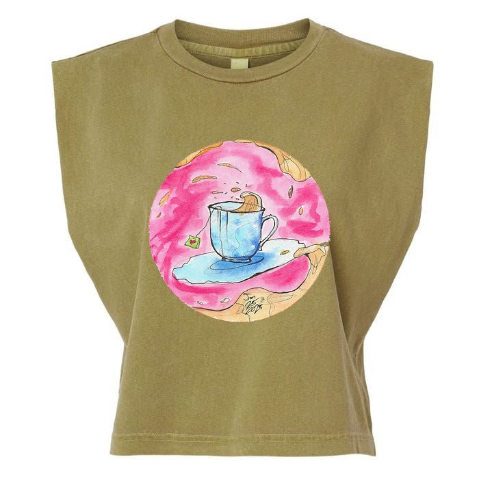 Oolong Whimsical Tea Design Garment-Dyed Women's Muscle Tee