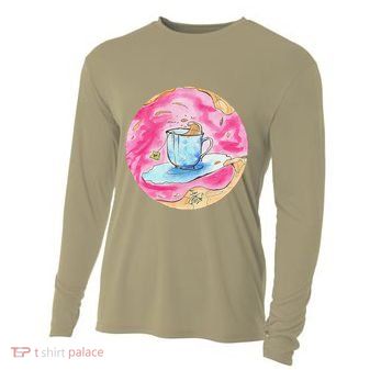 Oolong Whimsical Tea Design Cooling Performance Long Sleeve Crew