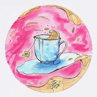 Oolong Whimsical Tea Design Garment-Dyed Sweatshirt