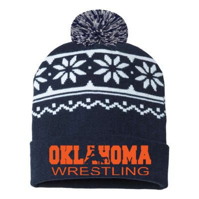 Oklahoma Wrestling Team Okie Wrestler Freestyle State Pride USA-Made Snowflake Beanie