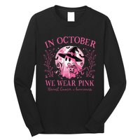 October We Wear Breast Cancer Awareness Halloween Ghost Long Sleeve Shirt