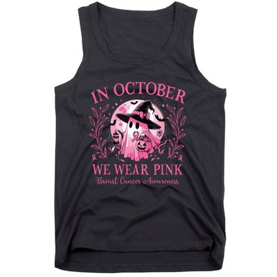 October We Wear Breast Cancer Awareness Halloween Ghost Tank Top