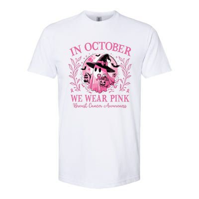 October We Wear Breast Cancer Awareness Halloween Ghost Softstyle® CVC T-Shirt