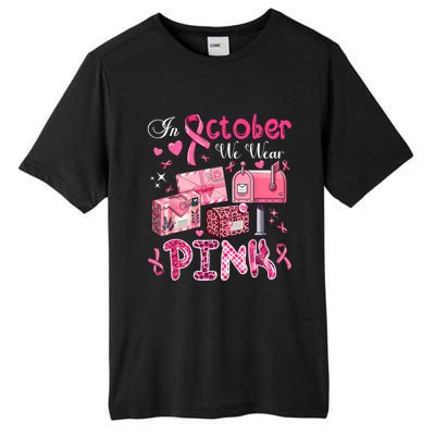 October We Wear Breast Cancer Awareness Postal Worker Tall Fusion ChromaSoft Performance T-Shirt