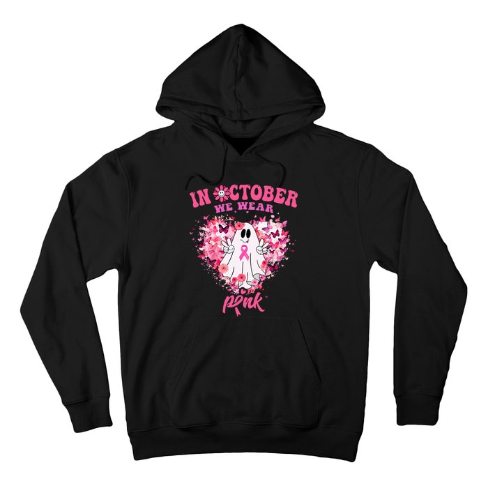 October we Wear Pink Breast Cancer Warrior Ghost Halloween Hoodie