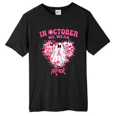 October we Wear Pink Breast Cancer Warrior Ghost Halloween Tall Fusion ChromaSoft Performance T-Shirt