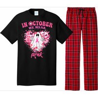 October we Wear Pink Breast Cancer Warrior Ghost Halloween Pajama Set