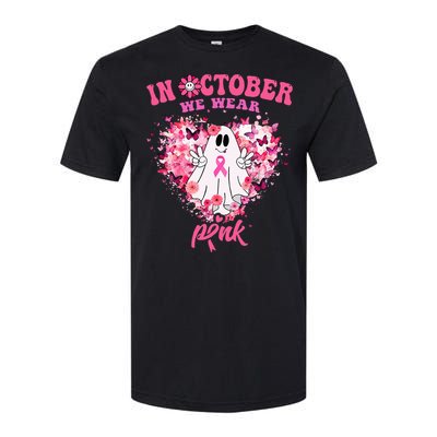 October we Wear Pink Breast Cancer Warrior Ghost Halloween Softstyle CVC T-Shirt