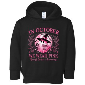 October We Wear Pink_ Breast Cancer Awareness Halloween Ghost Toddler Hoodie