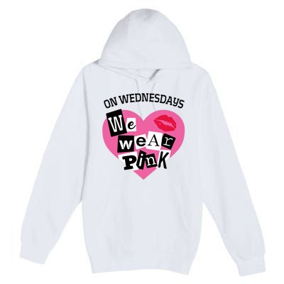 On Wednesday We Wear Pink Funny Valentine Premium Pullover Hoodie