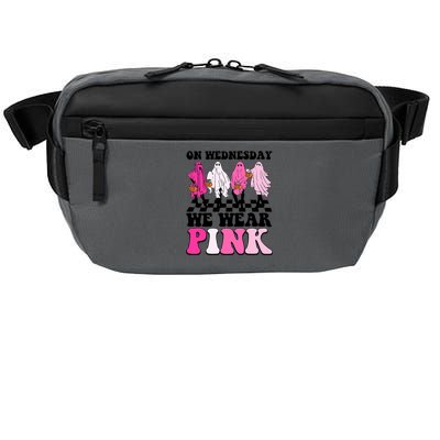 On Wednesday We Wear Pink Ghost Halloween Breast Cancer Crossbody Pack