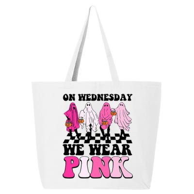 On Wednesday We Wear Pink Ghost Halloween Breast Cancer 25L Jumbo Tote