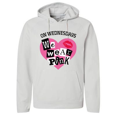 On Wednesday We Wear Pink Funny Valentine Performance Fleece Hoodie