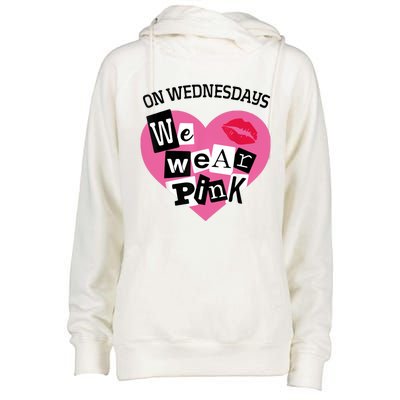 On Wednesday We Wear Pink Funny Valentine Womens Funnel Neck Pullover Hood