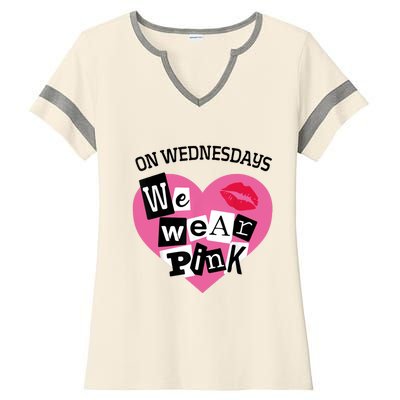 On Wednesday We Wear Pink Funny Valentine Ladies Halftime Notch Neck Tee