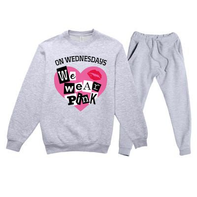 On Wednesday We Wear Pink Funny Valentine Premium Crewneck Sweatsuit Set