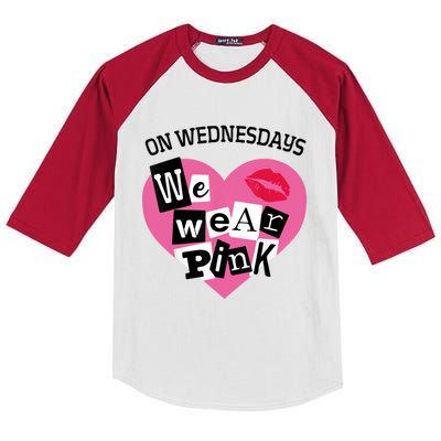 On Wednesday We Wear Pink Funny Valentine Kids Colorblock Raglan Jersey