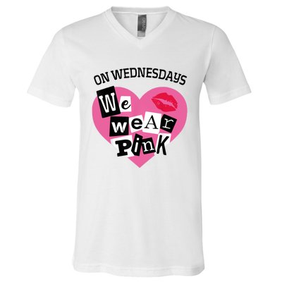 On Wednesday We Wear Pink Funny Valentine V-Neck T-Shirt