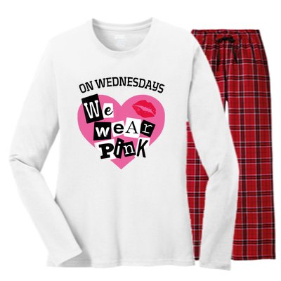 On Wednesday We Wear Pink Funny Valentine Women's Long Sleeve Flannel Pajama Set 