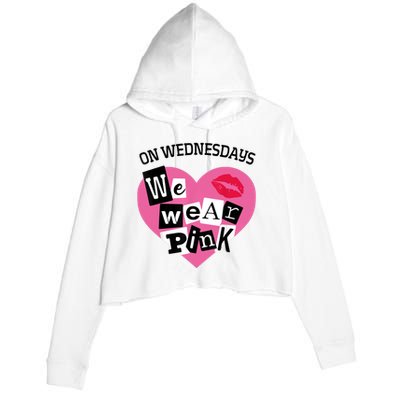 On Wednesday We Wear Pink Funny Valentine Crop Fleece Hoodie