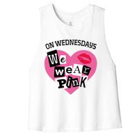 On Wednesday We Wear Pink Funny Valentine Women's Racerback Cropped Tank