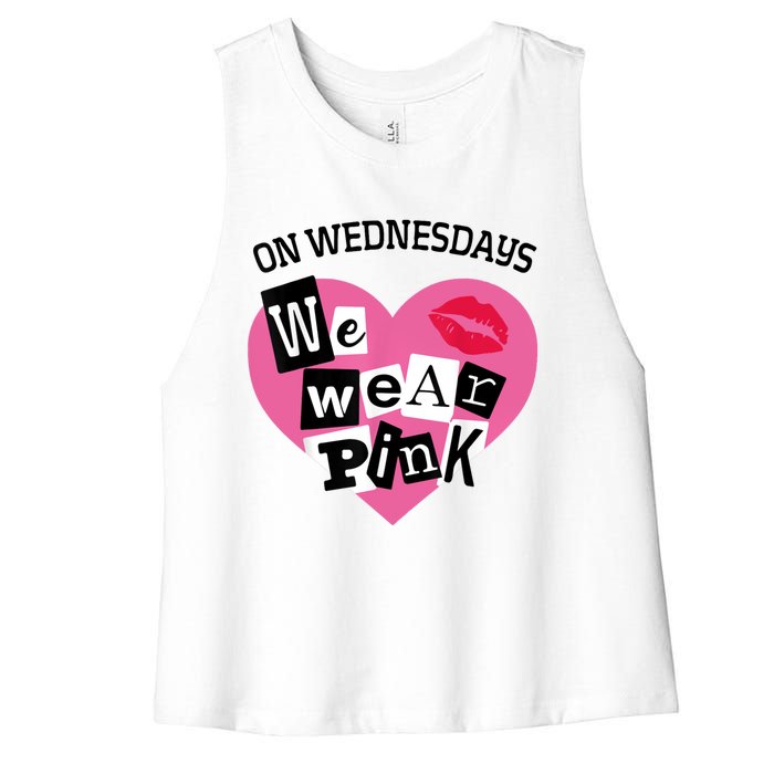 On Wednesday We Wear Pink Funny Valentine Women's Racerback Cropped Tank