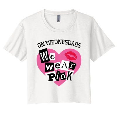 On Wednesday We Wear Pink Funny Valentine Women's Crop Top Tee