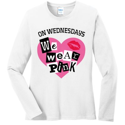 On Wednesday We Wear Pink Funny Valentine Ladies Long Sleeve Shirt