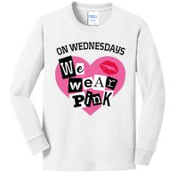 On Wednesday We Wear Pink Funny Valentine Kids Long Sleeve Shirt