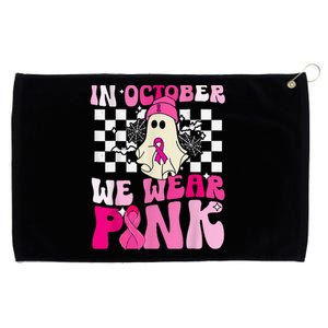 October We Wear Pink Funny Ghost Halloween Breast Cancer Grommeted Golf Towel