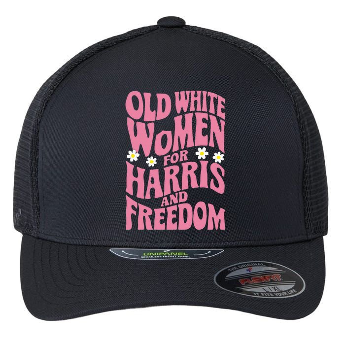 Old White Women For Harris And Freedom Kamala Harris Flexfit Unipanel Trucker Cap