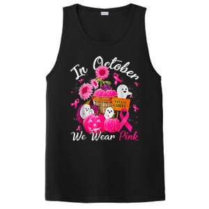 October We Wear Pink Pumpkin Ghost Halloween Breast Cancer PosiCharge Competitor Tank