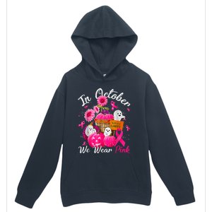 October We Wear Pink Pumpkin Ghost Halloween Breast Cancer Urban Pullover Hoodie