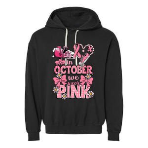 October We Wear Breast Cancer Awareness Postal Worker Garment-Dyed Fleece Hoodie