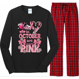 October We Wear Breast Cancer Awareness Postal Worker Long Sleeve Pajama Set