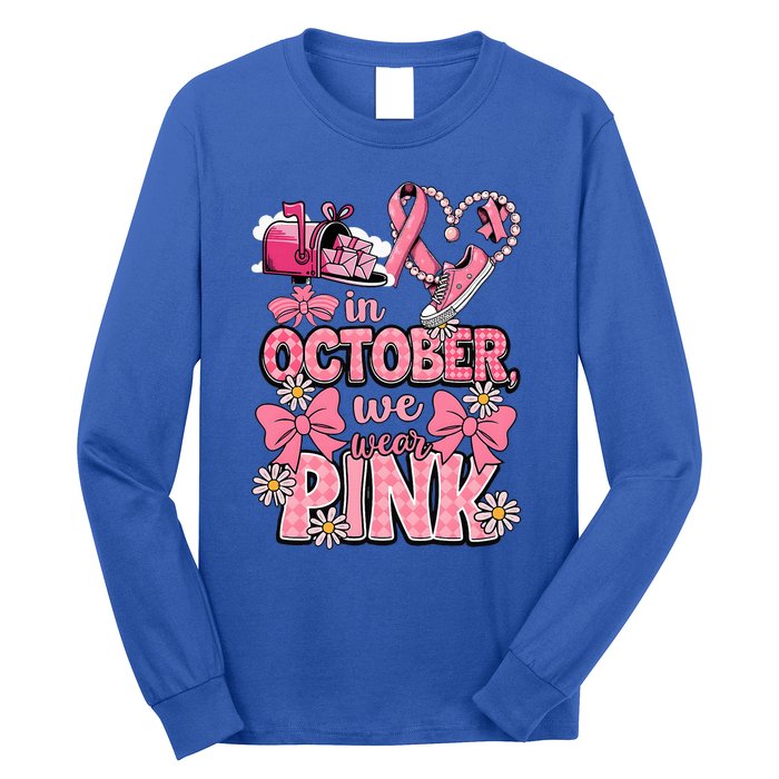 October We Wear Breast Cancer Awareness Postal Worker Long Sleeve Shirt