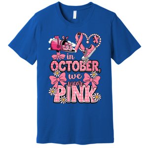 October We Wear Breast Cancer Awareness Postal Worker Premium T-Shirt