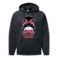 October We Wear Pink Hairbun Breast Cancer Awareness Performance Fleece Hoodie