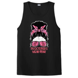 October We Wear Pink Hairbun Breast Cancer Awareness PosiCharge Competitor Tank